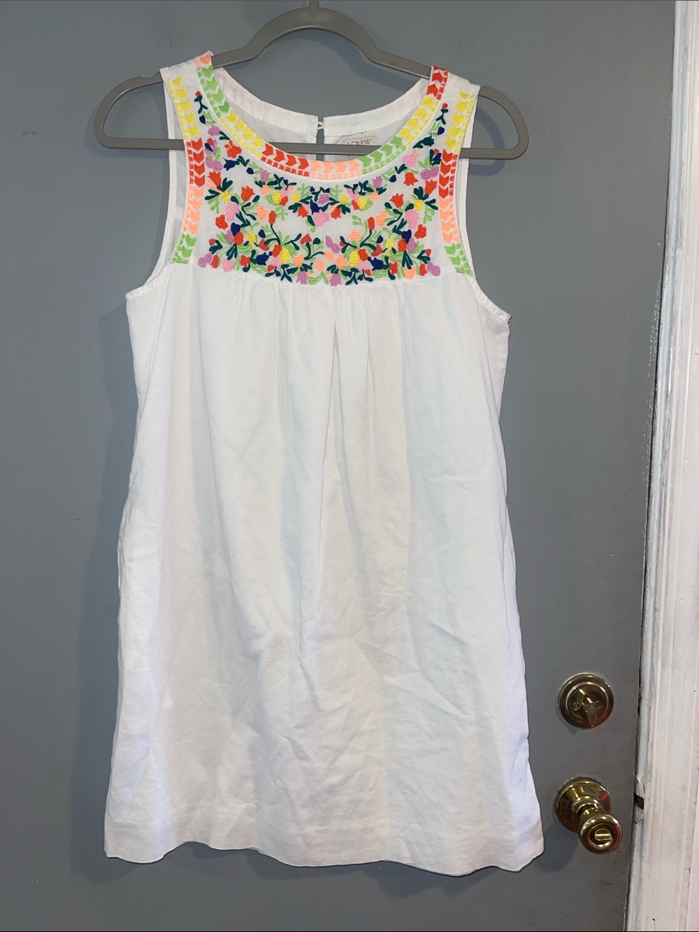 J.Crew Linen Floral Embroidered Tunic Dress Size 2